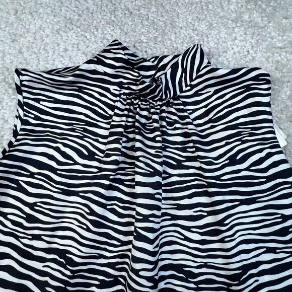 MaxMara Adda Zebra Print Silk Sleeveless Blouse 6 NEW - Picture 8 of 12